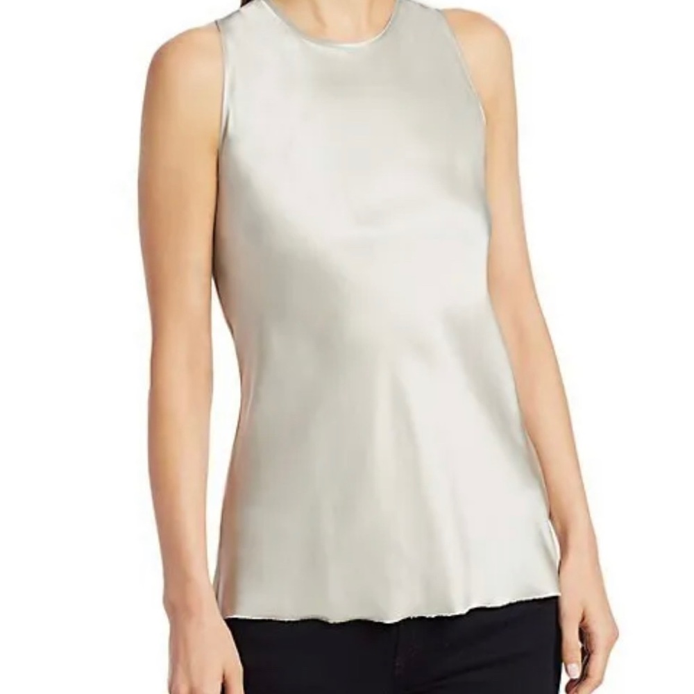 Helmut Lang double satin twist back gray silver sleeveless top M